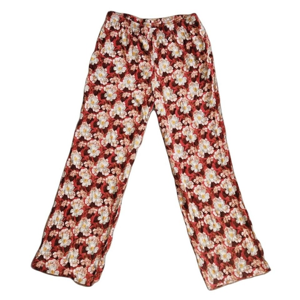 Aritzia Wilfred Floral Overture Pants Red Orange Relaxed Boho Cottagecore
